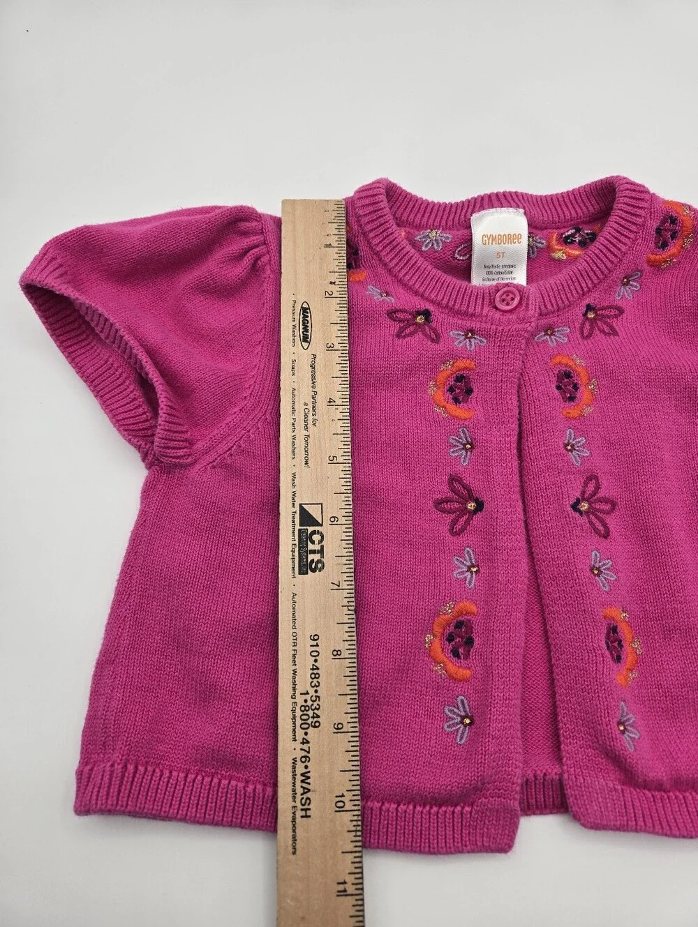 Gymboree Pink Floral Embroidered Cotton Cardigan Sweater Toddler Girl Size 5T